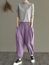 Soild Loose  Cotton Harem Pant